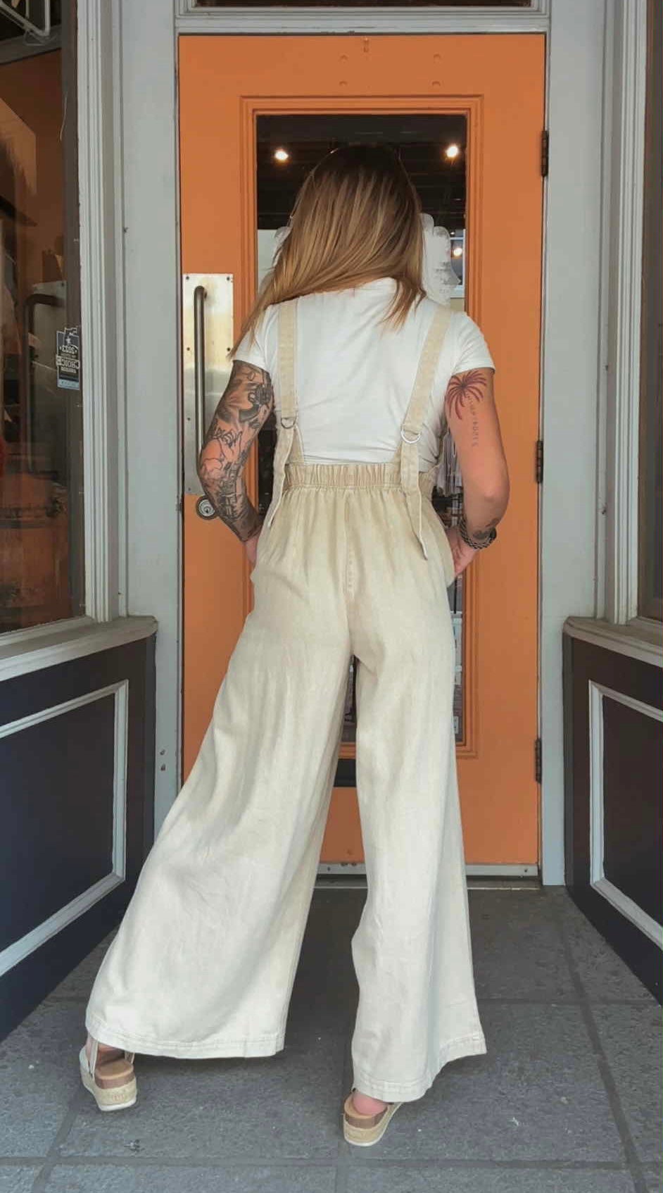 Sandstone Charm - Tan Bow Jumpsuit