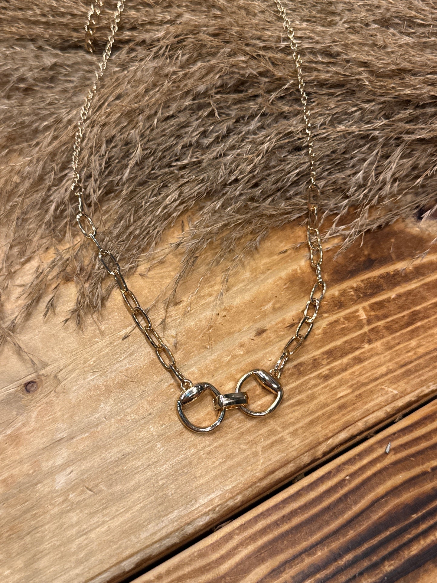 Gold Snaffle Bit - Necklace