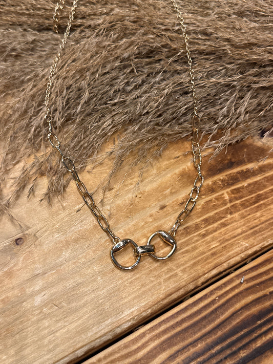 Gold Snaffle Bit - Necklace