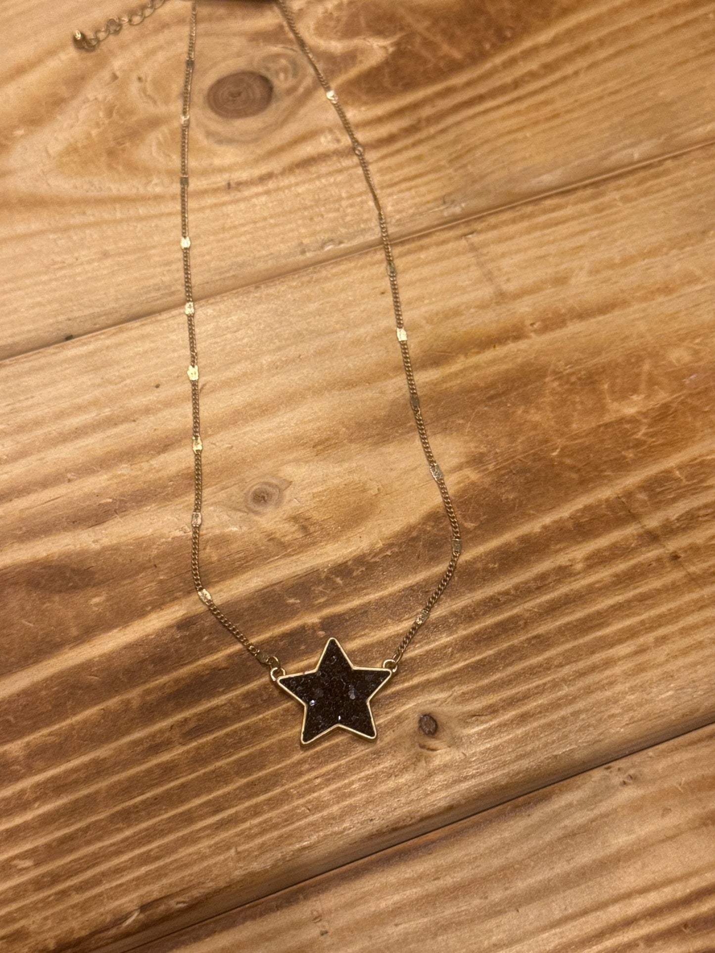 Black Glitz Star - Necklace