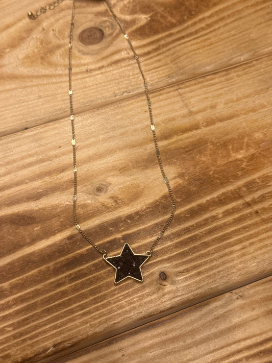Black Glitz Star - Necklace