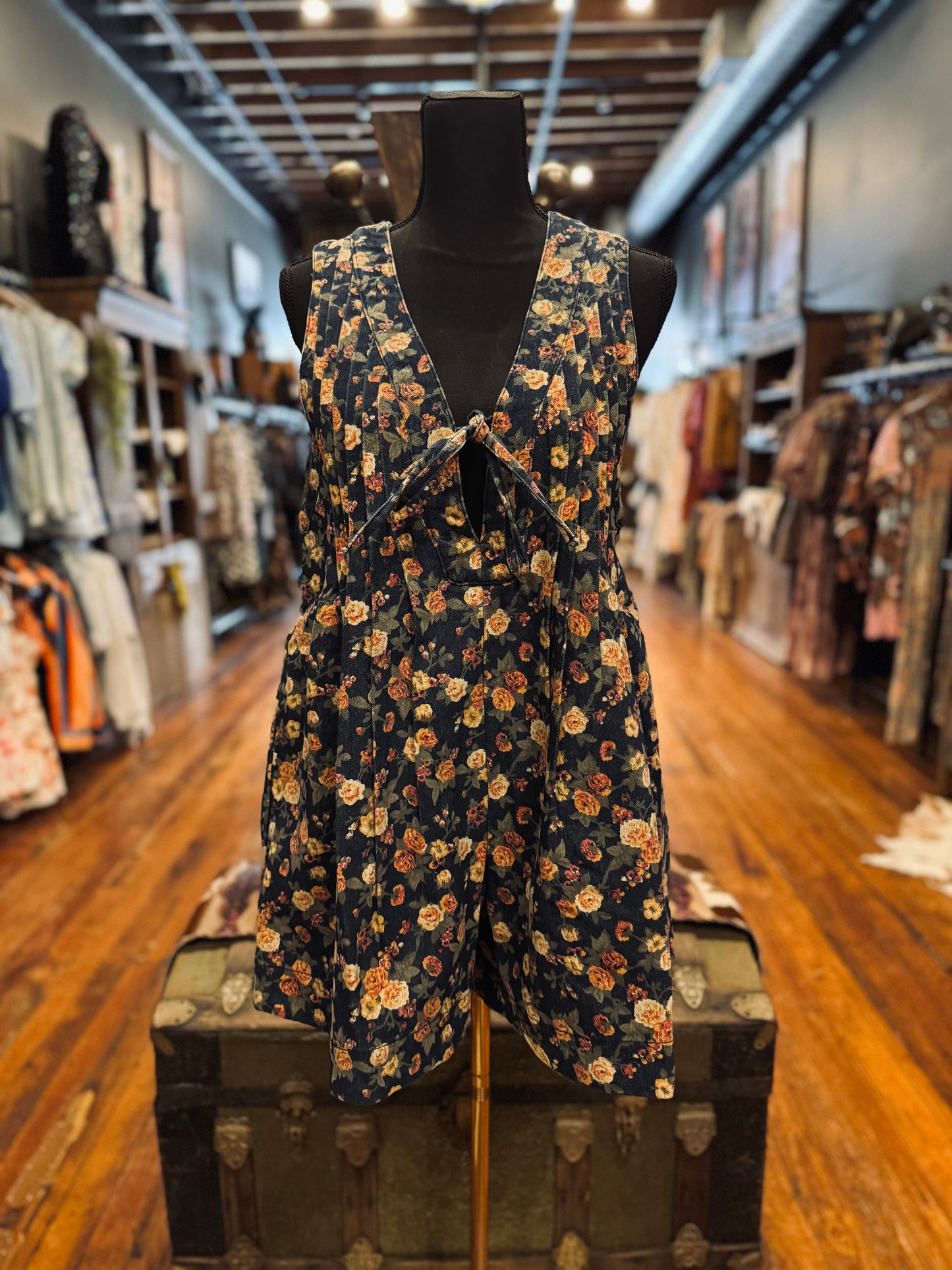 Cactus Lane Floral - Deep Denim Romper