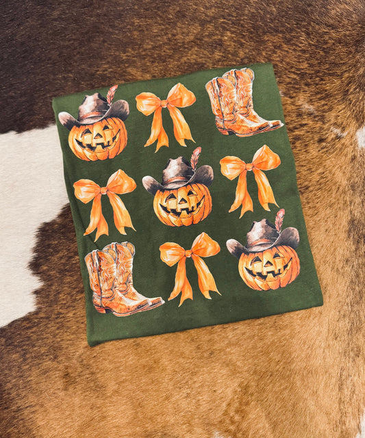 Howdy Pumpkin Tee - Olive Graphic Tee