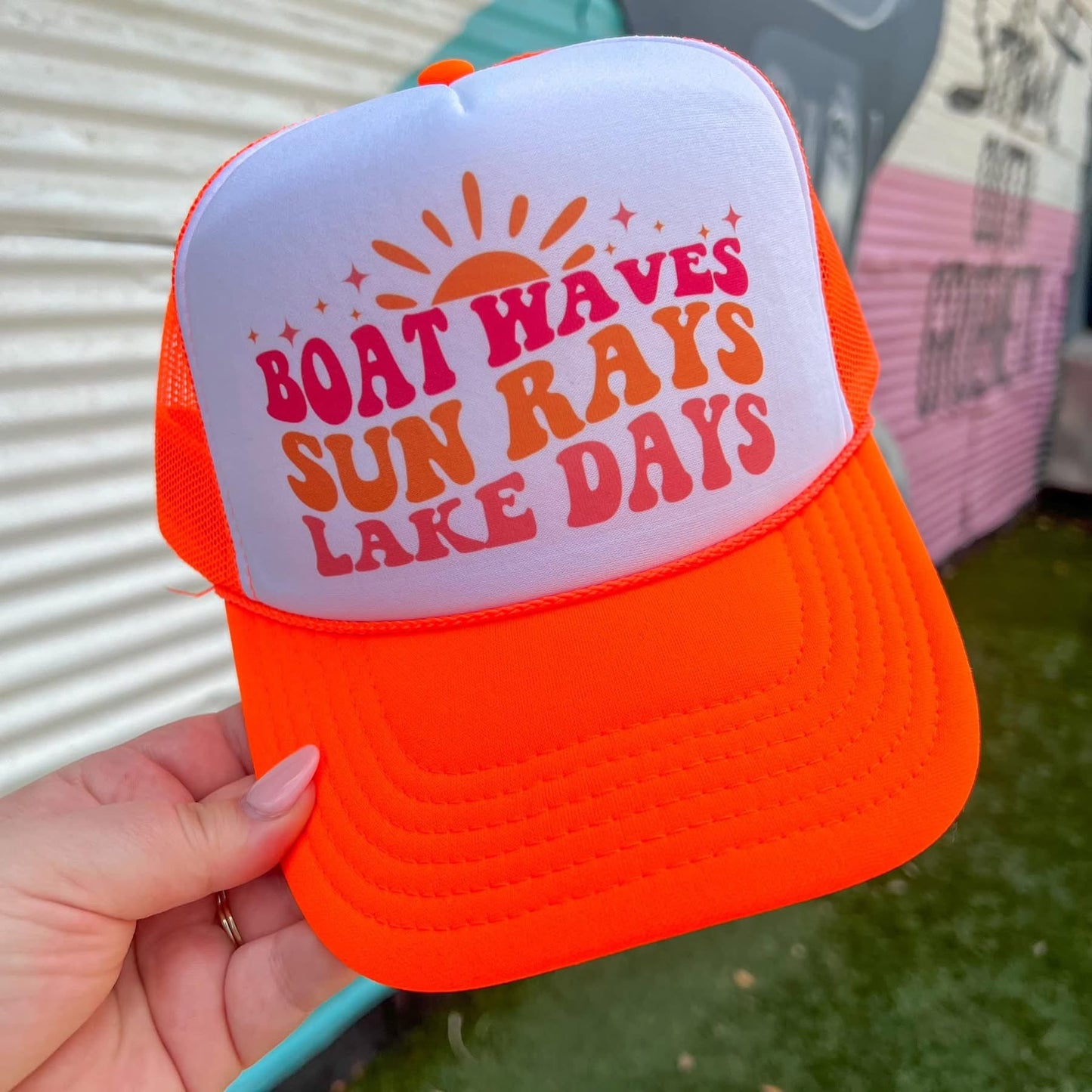 Lake Days - Neon Orange Trucker Hat
