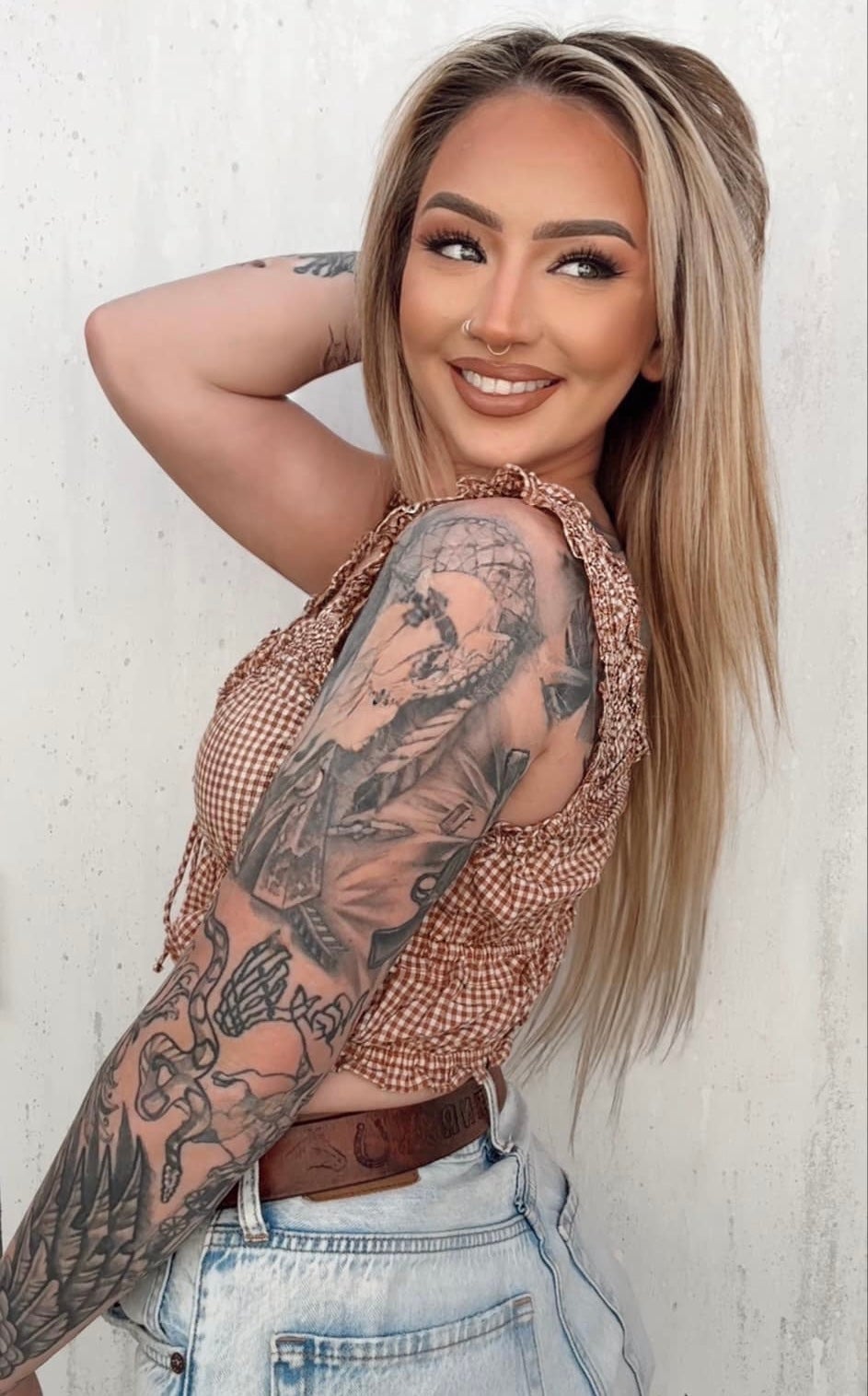 Country Cutie -Camel Plaid Top