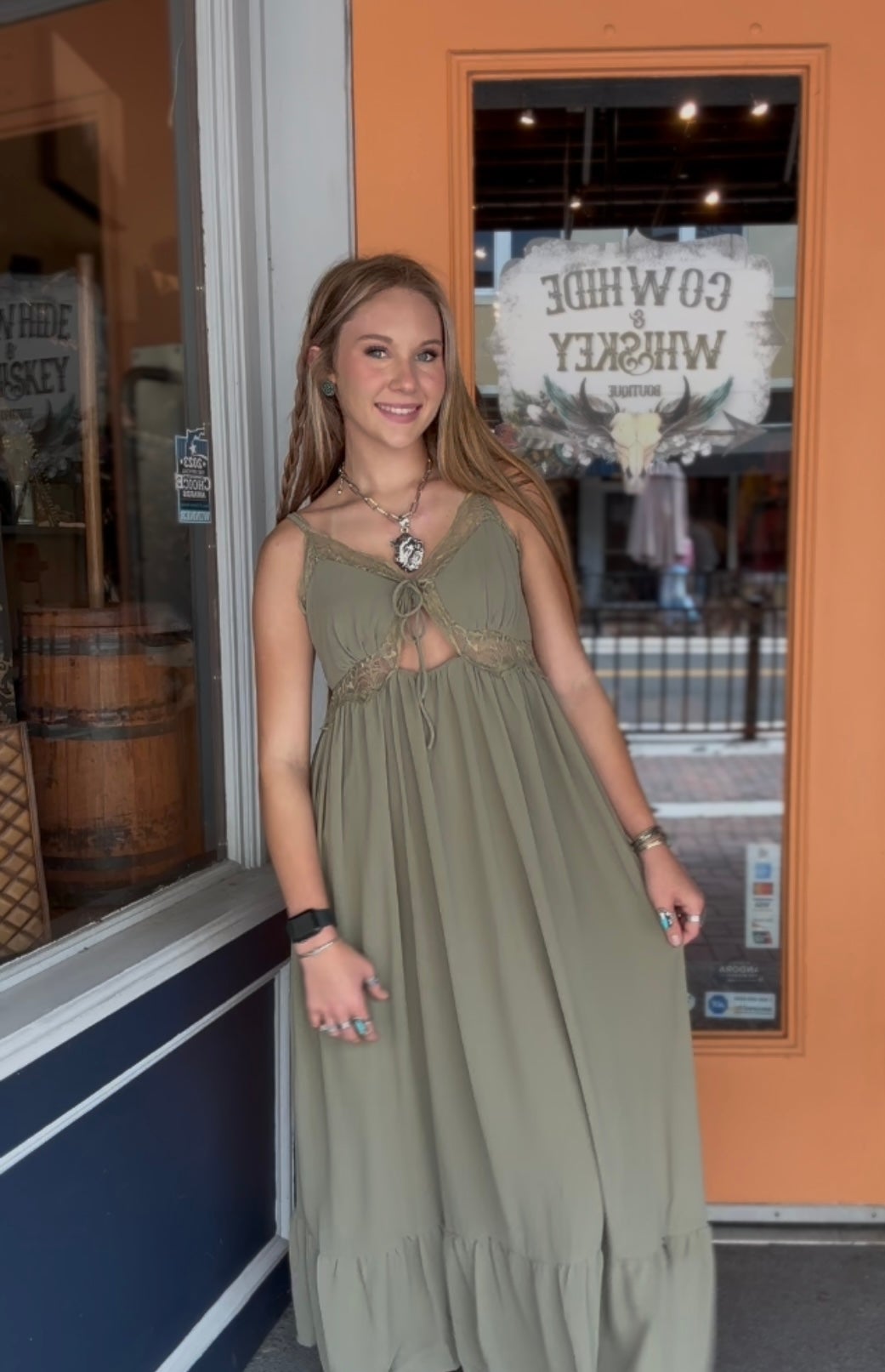 Laced In Grace - Olive Maxi Lace Dress
