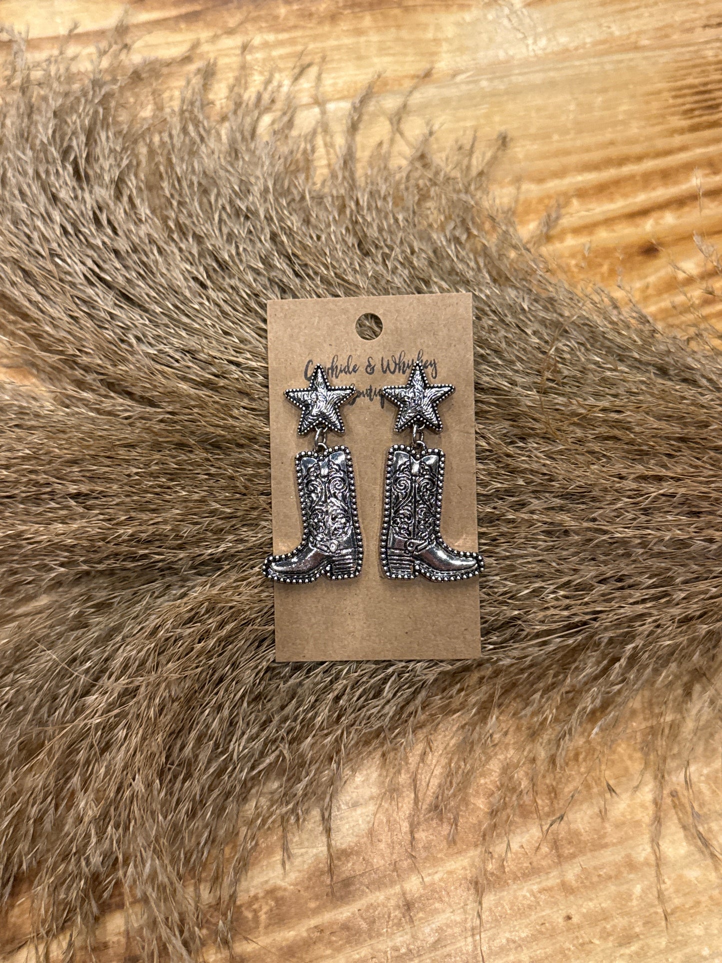 Silver Star Boots - Earrings