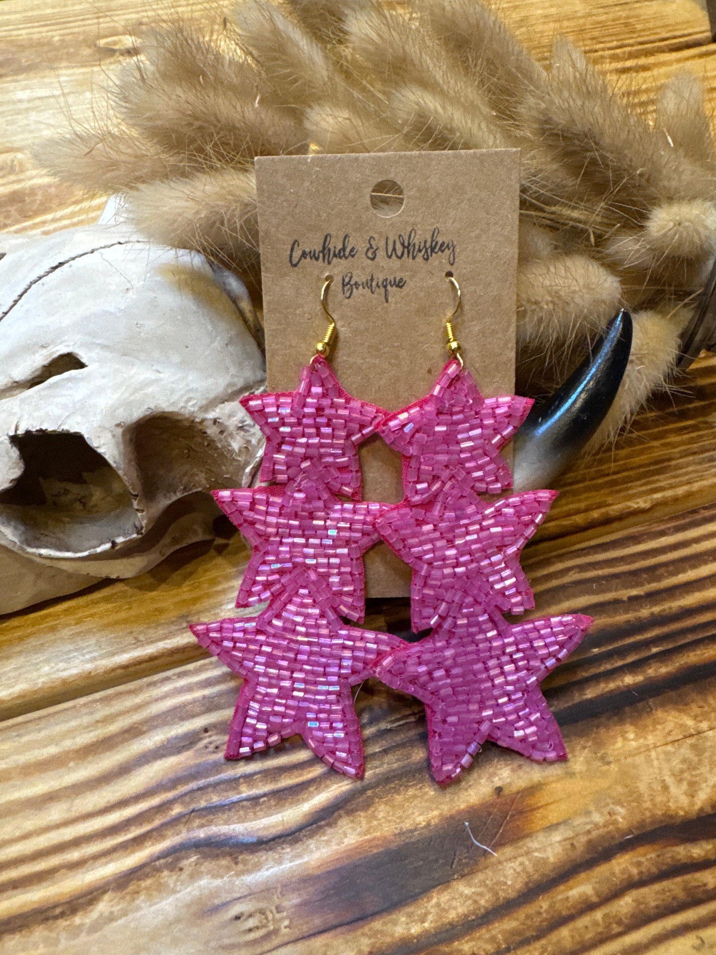 Pink Star Stack - Earrings