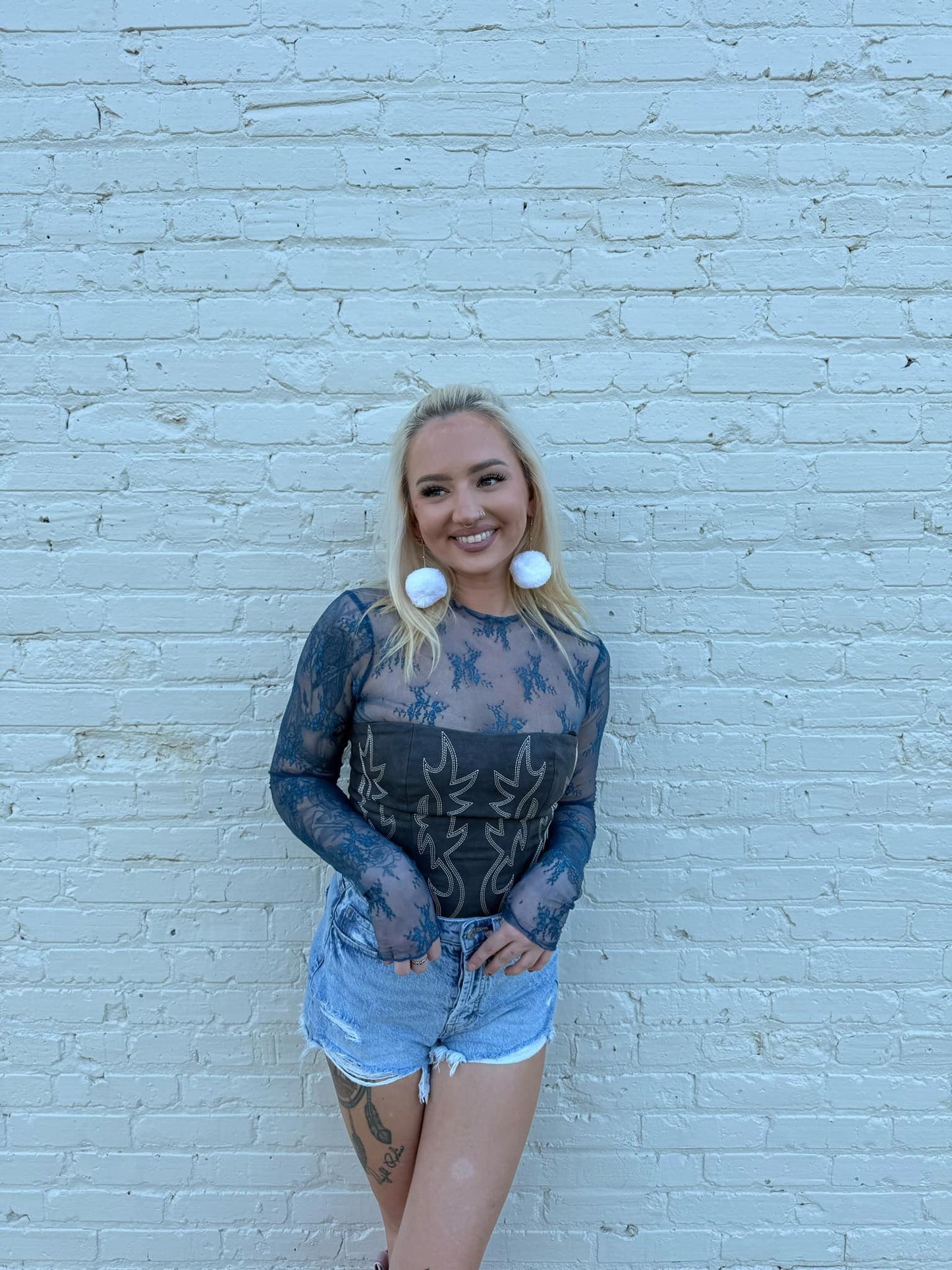 Flying Floral Mesh - Deep Teal Top