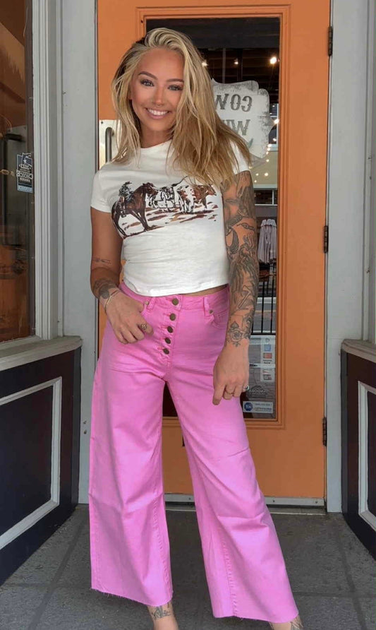 Punchy Pink - Button Fly Pants