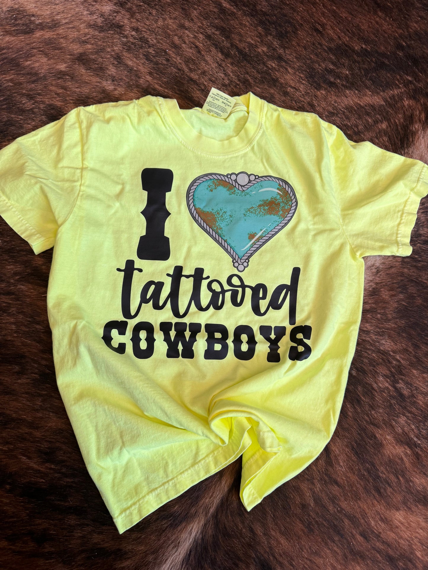 I Love Tattooed Cowboys - Neon Graphic Tee
