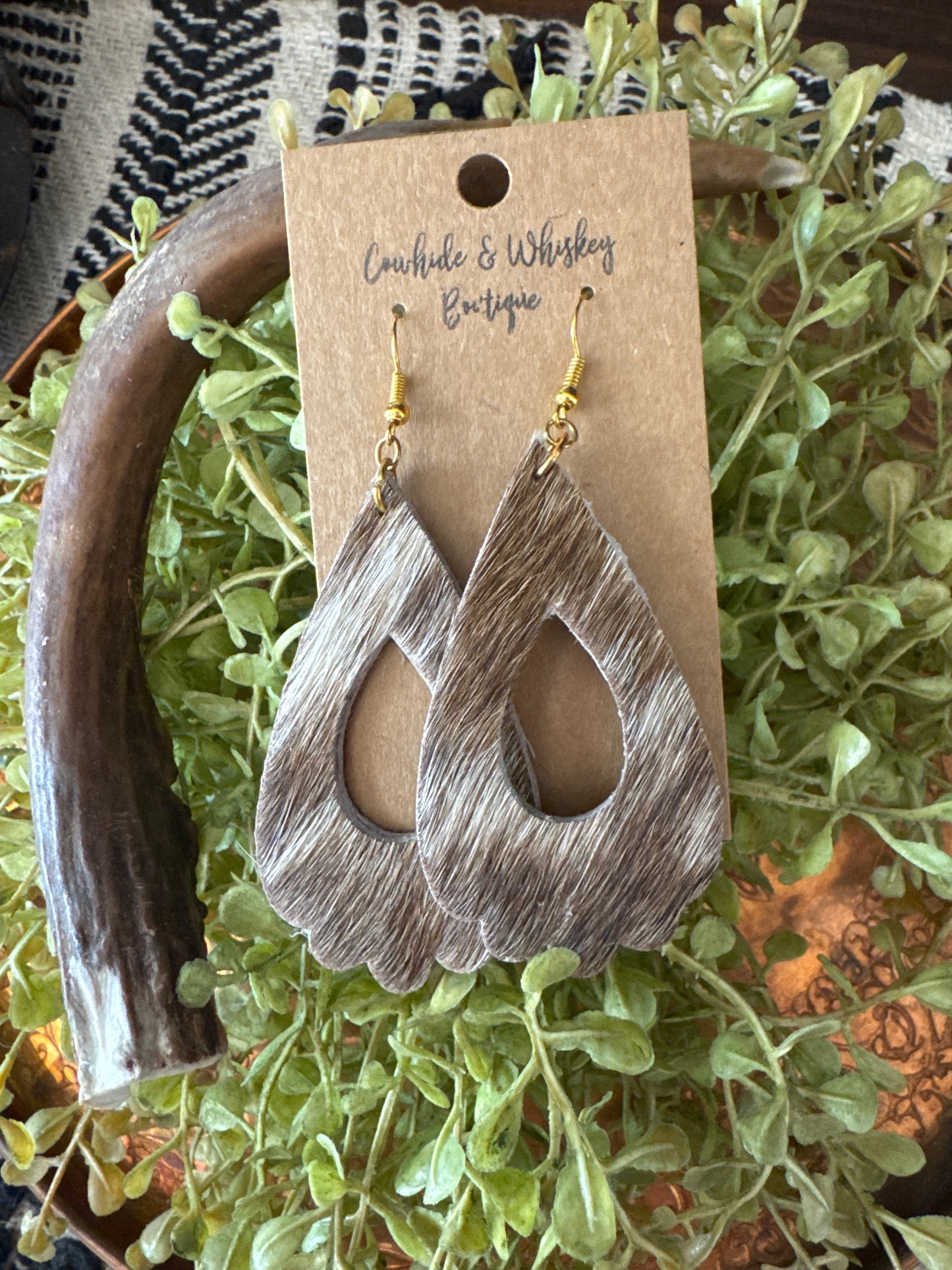 Brindle Cowhide - Earrings