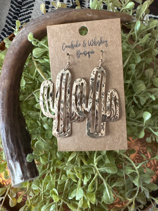 Wavy Cactus - Gold Earrings
